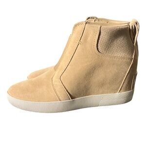 Sorel Evie Pull On Wedge Booties Tan Suede Ankle Boots Womens 6.5